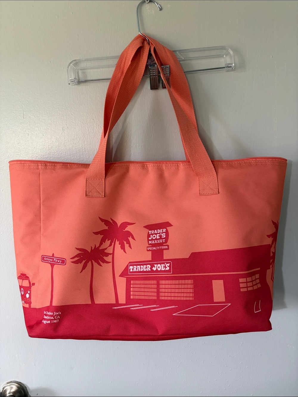 Trader Joe’s peach insulated tote large bag